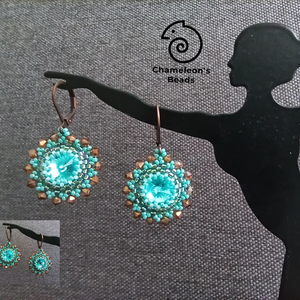 Turquoise 1 Mandala fülbevaló - Meska.hu