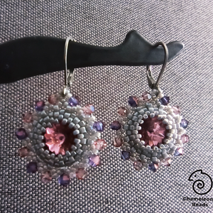 Marsala and Light Grey Mandala fülbevaló - ékszer - fülbevaló - lógós kerek fülbevaló - Meska.hu