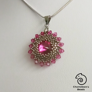 Steel Fuchsia Mandala fülbevaló és nyaklánc - ékszer - ékszerszett - Meska.hu