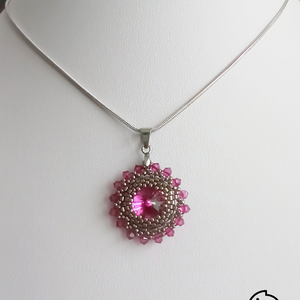 Steel Fuchsia Mandala fülbevaló és nyaklánc - ékszer - ékszerszett - Meska.hu