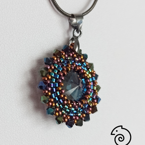 Dark Blue and Olive Mandala fülbevaló és nyaklánc - ékszer - ékszerszett - Meska.hu