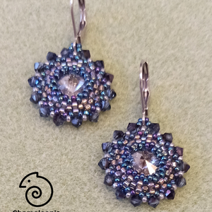 Lilac and Blue Mandala fülbevaló - ékszer - fülbevaló - lógós kerek fülbevaló - Meska.hu