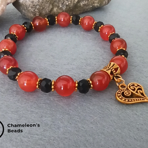 Anti-stress stresszoldó, erősítő hatású karneol és kalcit karkötő - ékszer - karkötő - ásványkarkötő - Meska.hu