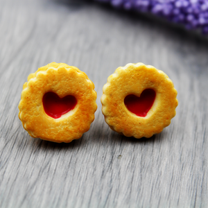 Epres Linzer Fülbevaló Szívvel Jammy Dodgers Valósághű Ékszer Nyaklánc Kulcstartó Vicces, Ékszer, Fülbevaló, Lógó fülbevaló, Ékszerkészítés, Festett tárgyak, MESKA