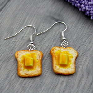 Vajas Toast Fülbevaló Valósághű Ékszer Nyaklánc Kulcstartó Vicces - ékszer - fülbevaló - lógó fülbevaló - Meska.hu