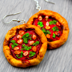 Pizza Fülbevaló Valósághű Ékszer Nyaklánc Kulcstartó Vicces - ékszer - fülbevaló - lógó fülbevaló - Meska.hu
