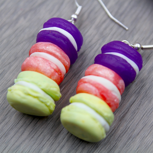 Macaron halom Fülbevaló Valósághű Ékszer Nyaklánc Kulcstartó - ékszer - fülbevaló - lógó fülbevaló - Meska.hu