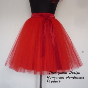 Cherryland Design  Mennyecske Piros Tüll Szoknya/ Red Tulle skirt - ruha & divat - női ruha - szoknya - Meska.hu