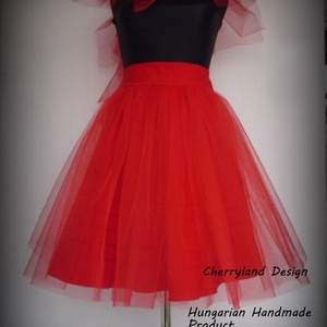 Cherryland Design  Mennyecske Piros Tüll Szoknya/ Red Tulle skirt - ruha & divat - női ruha - szoknya - Meska.hu