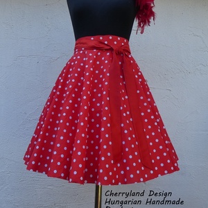   Cherryland Design Piros-Fehér pöttyös rockabilly szoknya./Alsószoknyával, Ruha & Divat, Női ruha, Szoknya, Varrás, MESKA