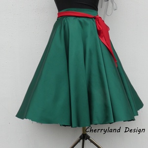  Cherryland Design Zöld szatén szoknya. - ruha & divat - női ruha - szoknya - Meska.hu