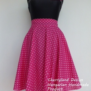 Cherryland Design Pink-Fehér pöttyös rockabilly stílusú szoknya - Meska.hu