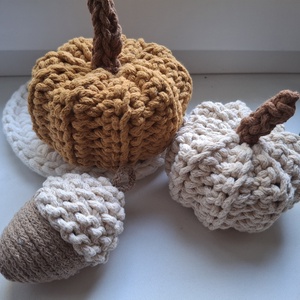 Őszi horgolt tök szett - otthon & életmód - dekoráció - halloween - halloweeni tök - Meska.hu