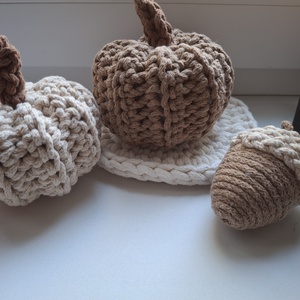 Őszi horgolt tök szett - otthon & életmód - dekoráció - halloween - halloweeni tök - Meska.hu