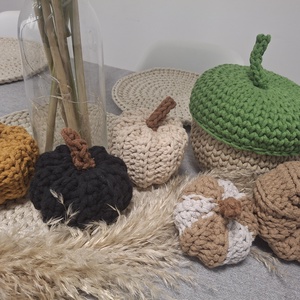 Horgolt tök szett - otthon & életmód - dekoráció - asztal és polc dekoráció - asztaldísz - Meska.hu