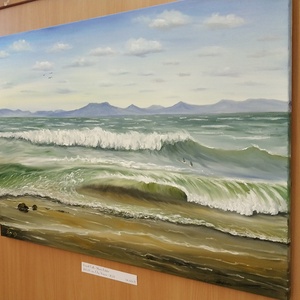 Balatoni hullámok Fonyódnál - nagyméretű olaj tájkép 100x70cm - művészet - festmény - olajfestmény - Meska.hu