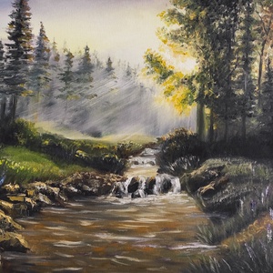 Erdei patak - olaj tájkép 70x50cm  - Meska.hu