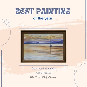 Vitorlás a naplementében Balatonmáriafürdőn- Balatoni olaj tájkép 100 cmx70 cm - művészet - festmény - olajfestmény - Meska.hu