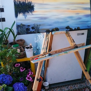 Vitorlás a naplementében Tihanyi látképpel - Balatoni olaj tájkép 70x50 cm - művészet - festmény - olajfestmény - Meska.hu