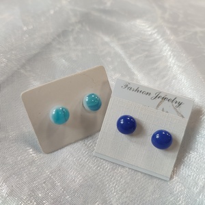 Türkiz és sötétkék antiallergén üvegékszer pötty fülik, Ékszer, Fülbevaló, Pötty fülbevaló, Ékszerkészítés, Üvegművészet, MESKA