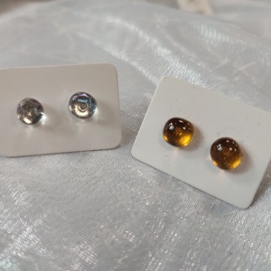 Ezüst és arany antiallergén üvegékszer pötty fülik - ékszer - fülbevaló - pötty fülbevaló - Meska.hu