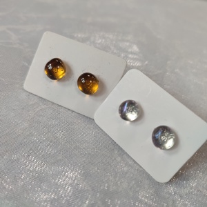 Ezüst és arany antiallergén üvegékszer pötty fülik, Ékszer, Fülbevaló, Pötty fülbevaló, Ékszerkészítés, Üvegművészet, MESKA