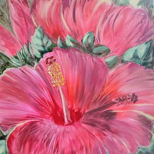 Hibiszkusz virág - olaj csendélet - művészet - festmény - olajfestmény - Meska.hu