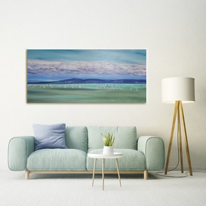 Kékszalag - 120x50 cm-es olaj tájkép feszített vásznon, Művészet, Festmény, Olajfestmény, Festészet, MESKA