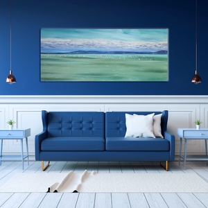 Kékszalag - 120x50 cm-es olaj tájkép feszített vásznon - művészet - festmény - olajfestmény - Meska.hu