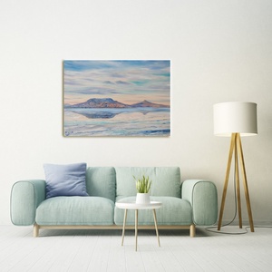 Téli naplemente Fonyódról - olaj tájkép 70x50cm - művészet - festmény - olajfestmény - Meska.hu