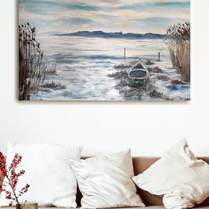 Tihanyi naplemente Paloznakról - 70x50 cm-es olaj tájkép feszített vásznon - művészet - festmény - olajfestmény - Meska.hu