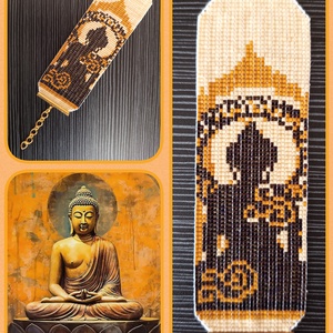Ülő buddha karkötő, Ékszer, Karkötő, Gyöngyös karkötő, Ékszerkészítés, Gyöngyfűzés, gyöngyhímzés, MESKA