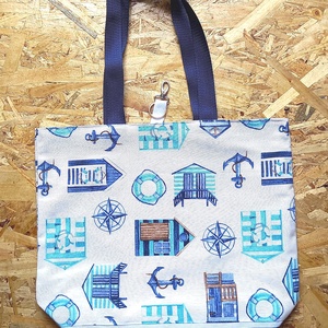 Strandtáska, shopper táska, szövet táska - tengerész - táska & tok - bevásárlás & shopper táska - shopper, textiltáska, szatyor - Meska.hu