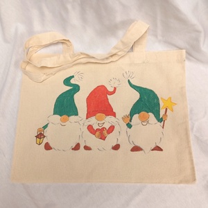 Kézzel festett vászontáska - manók, Táska & Tok, Bevásárlás & Shopper táska, Shopper, textiltáska, szatyor, Festett tárgyak, Varrás, MESKA