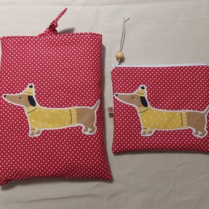 Kutyás, tacskós patchwork neszesszer és könyvtok  - Meska.hu