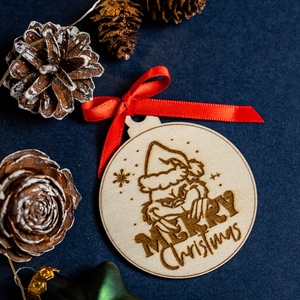 Grincs karácsonyfadísz, Karácsony, Karácsonyi lakásdekoráció, Karácsonyfadíszek, Famegmunkálás, Gravírozás, pirográfia, MESKA