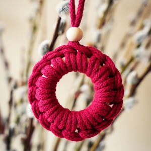 Húsvéti, tavaszi makramé dísz - otthon & életmód - dekoráció - fali és függő dekoráció - függődísz - Meska.hu