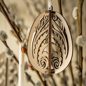 Fa húsvéti tojás tavaszi dekoráció , Otthon & Életmód, Dekoráció, Fali és függő dekoráció, Függődísz, Famegmunkálás, MESKA