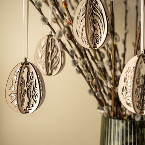 Négy darabos fa húsvéti tojás tavaszi dekoráció virágos - otthon & életmód - dekoráció - fali és függő dekoráció - függődísz - Meska.hu