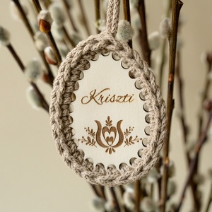 Egyedi névre szóló horgolt húsvéti tojás, tavaszi dísz - otthon & életmód - dekoráció - fali és függő dekoráció - függődísz - Meska.hu