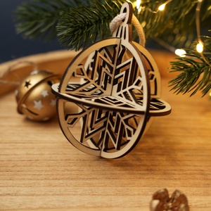 Lézervágott 3D-s egyedi, különleges karácsonyfadísz - gömb (csillag) - karácsony - karácsonyi lakásdekoráció - karácsonyfadíszek - Meska.hu