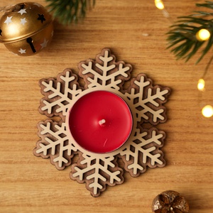 Hópehely mintás mécses tartó ajándék teamécsessel (limitált darabszámban mézeskalácsos illattal) , Karácsony, Karácsonyi lakásdekoráció, Karácsonyi illatgyertya, mécses, Famegmunkálás, Gravírozás, pirográfia, MESKA