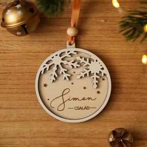Egyedi felirattal kérhető karácsonyfadísz, Karácsony, Karácsonyi lakásdekoráció, Karácsonyfadíszek, Famegmunkálás, Gravírozás, pirográfia, MESKA