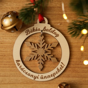 Egyedi felirattal kérhető karácsonyfadísz, Karácsony, Karácsonyi lakásdekoráció, Karácsonyfadíszek, Famegmunkálás, Gravírozás, pirográfia, MESKA