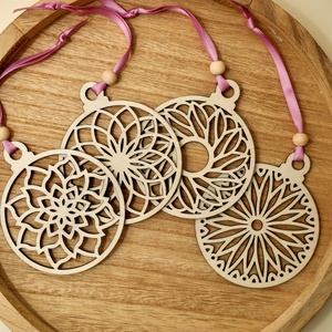 Fa mandala mintás dísz szett - 4 db, Karácsony, Karácsonyi lakásdekoráció, Karácsonyfadíszek, Famegmunkálás, MESKA