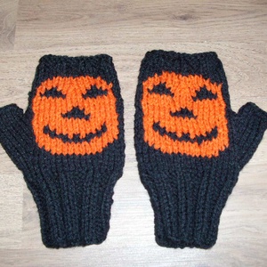 Halloween sütőtökös kesztyű - ruha & divat - sál, sapka, kendő - kesztyű - Meska.hu