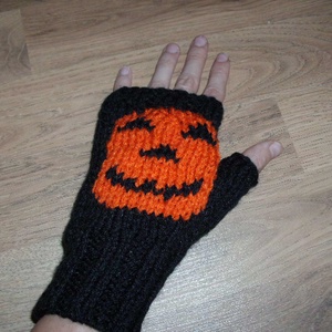 Halloween sütőtökös kesztyű - ruha & divat - sál, sapka, kendő - kesztyű - Meska.hu