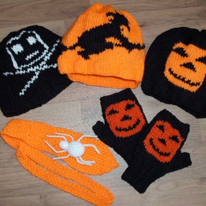 Halloween sütőtökös kesztyű - ruha & divat - sál, sapka, kendő - kesztyű - Meska.hu
