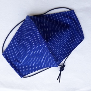 Kék alapon fehér pöttyös szájmaszk, textil szájmaszk, többször használható szájmaszk -  - Meska.hu