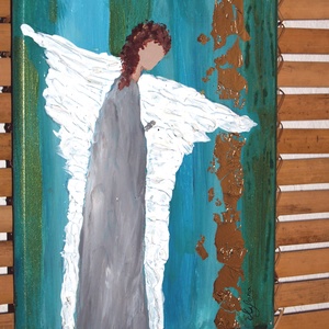 Védőangyal-Segítő angyal festmény, Művészet, Festmény, Akril, Festészet, MESKA